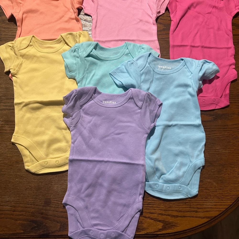 Baby Colorful Bodysuits Set - Pink, Yellow, Blue, Purple